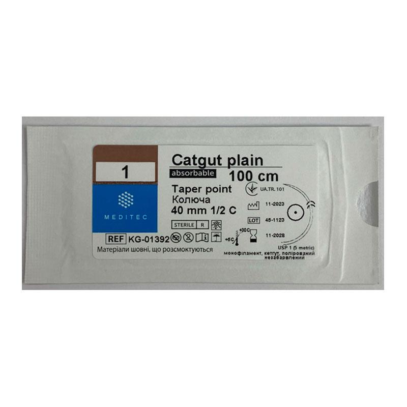 Матеріал шовний хірургічний, що розсмоктується кетгут, USP 1, монофіламентний, жовтий, довжиною 100 см